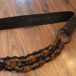Antoniazzi Frienze Italian distressed leather belts with beads. Size XL